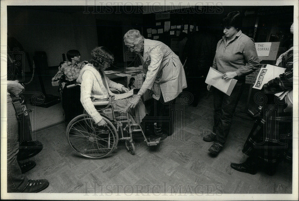 1980 Nurse Marion Eften Wheelchair Carrol - Historic Images