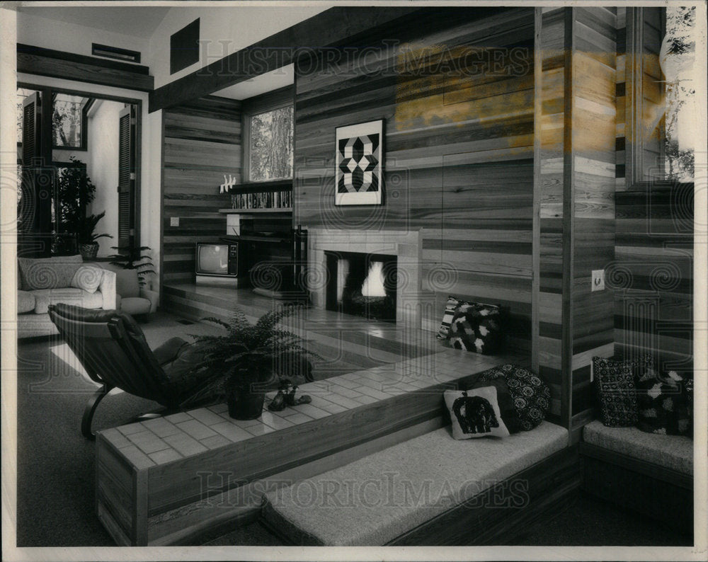 1984 Living Room Wood Cheers Large Room - Historic Images