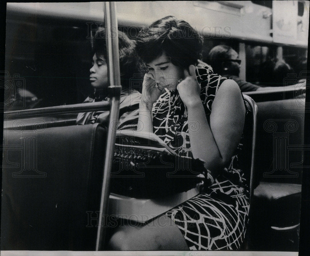 1970 Girl Magazine Noise Subway Train Rider - Historic Images