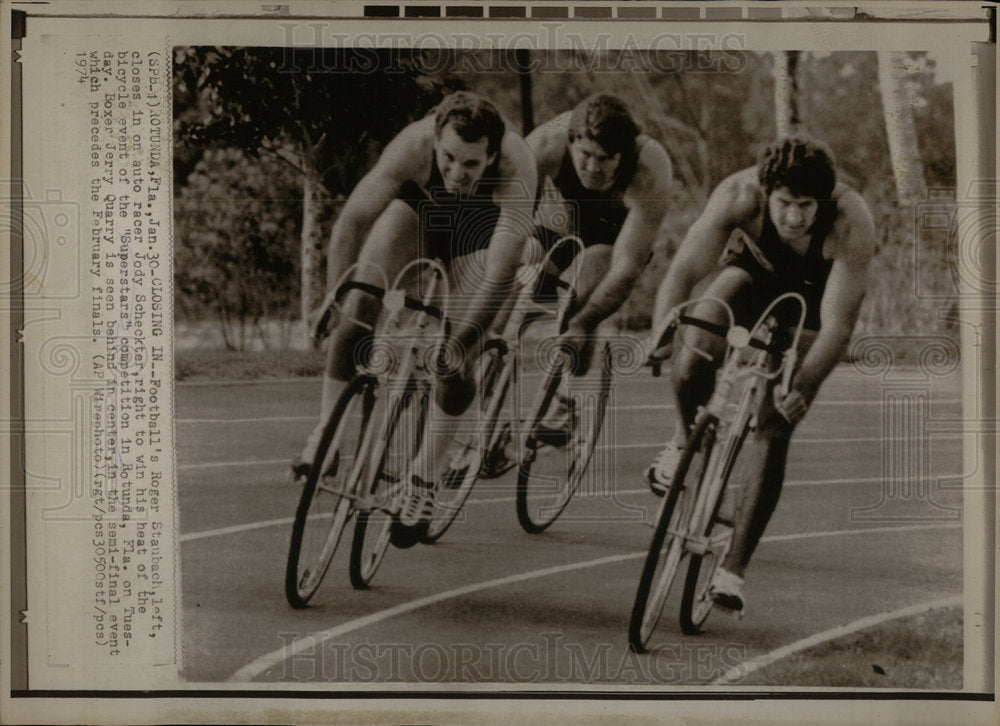 1974 Auto Race Joby Scheckter Bicycle Event - Historic Images