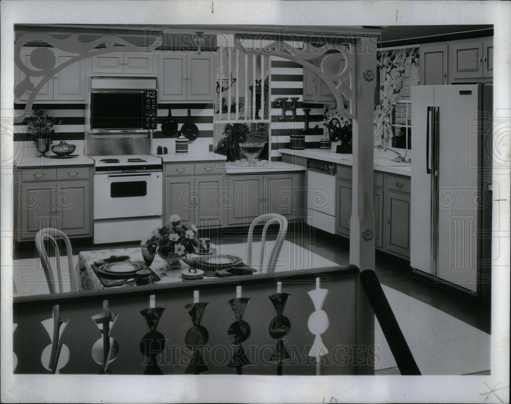 1970 \White vinyl floor Kitchen Appliance - Historic Images