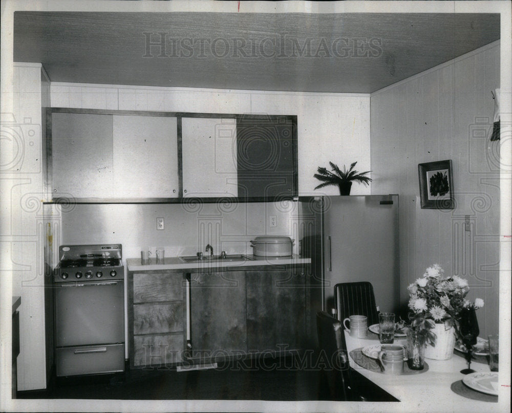 1967  Kitchen carpentering refrigerator - Historic Images