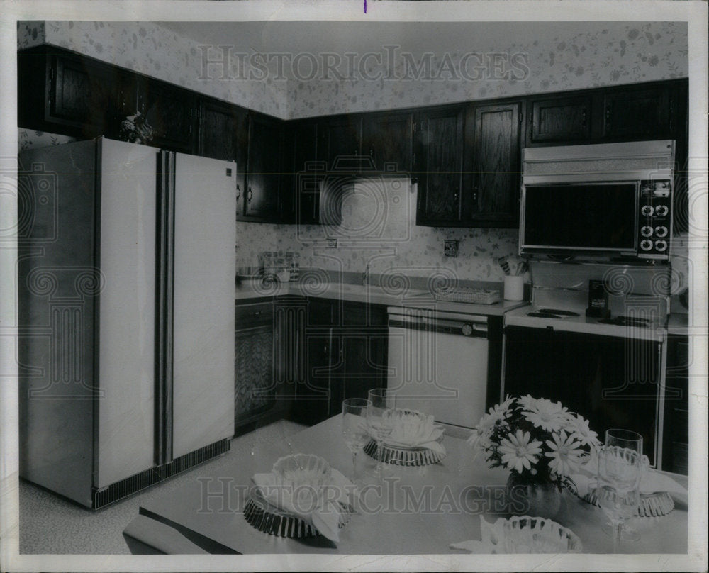 1976 Kitchen wallpaper Appliances color - Historic Images