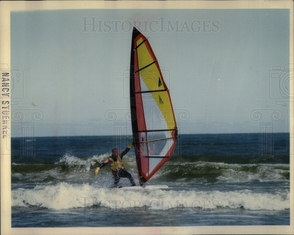 1992 Windsurfer John Hehr Rides Some Waves - Historic Images