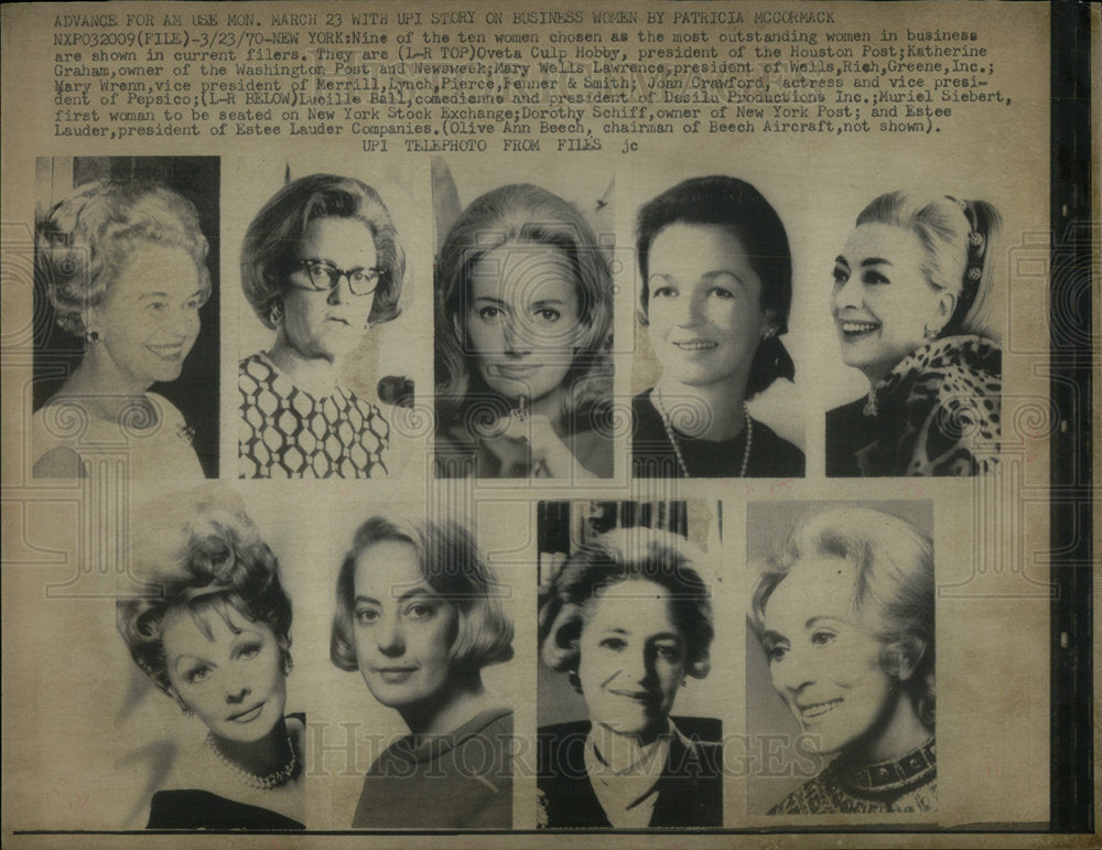 1970 Most Outstanding Women In Business - Historic Images