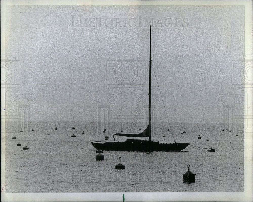 1983 Sailboat Monroe Harbor Winter - Historic Images