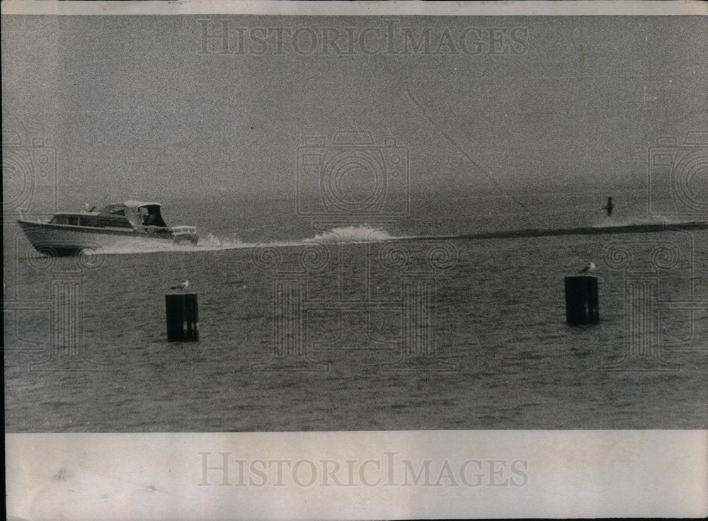 1970 Powerful private cruiser tows a water - Historic Images