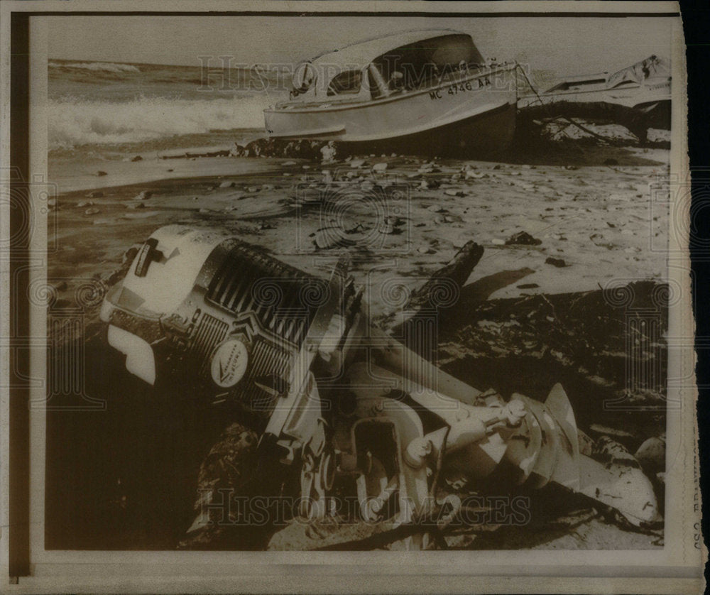 1967 wreckage of a fishing boat after squal - Historic Images