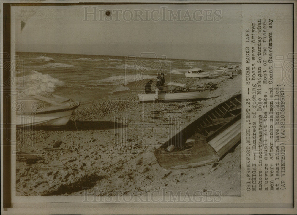 1967 Storm Racks lake Michigan - Historic Images