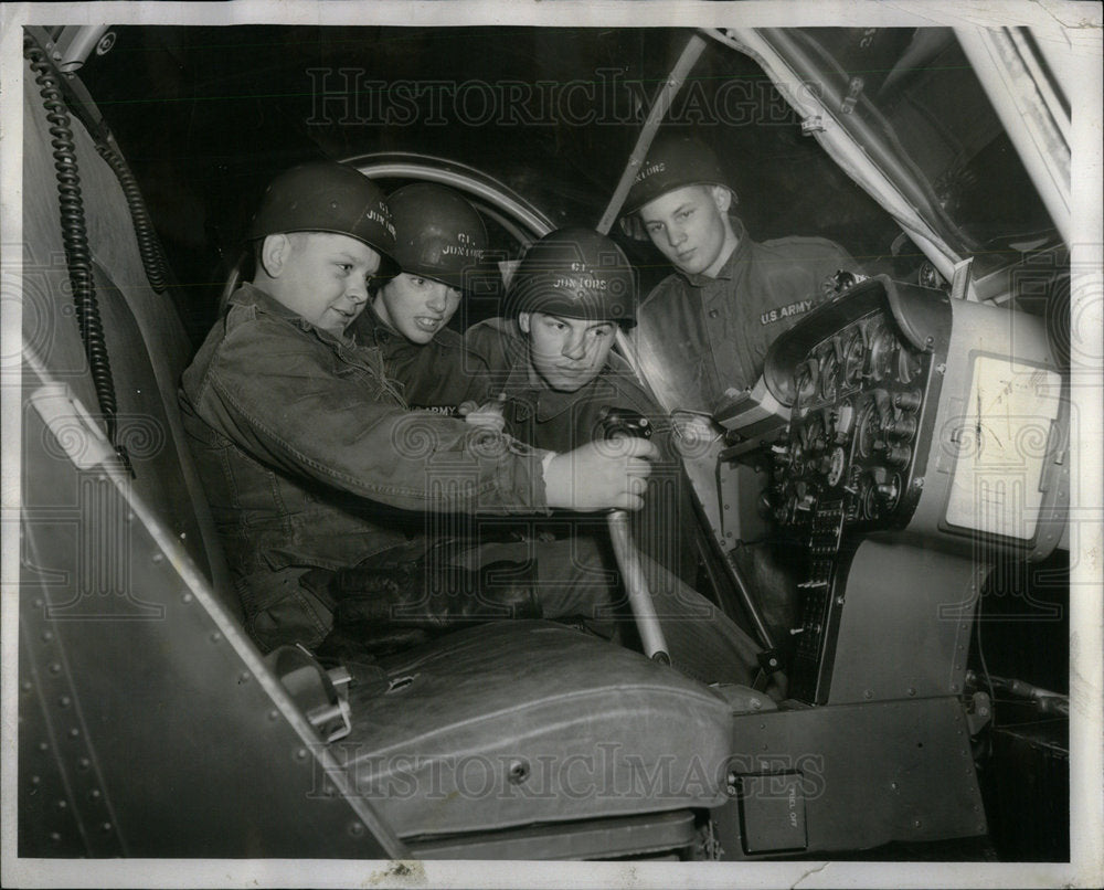 1956 GI Juniors Examine Helicopter Controls - Historic Images