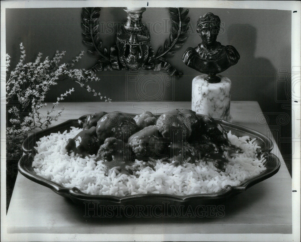 1970 Marengo Meatballs Served With Rice - Historic Images