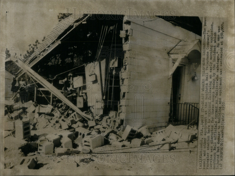 1955 Southern Bell Repeater Station Damaged - Historic Images