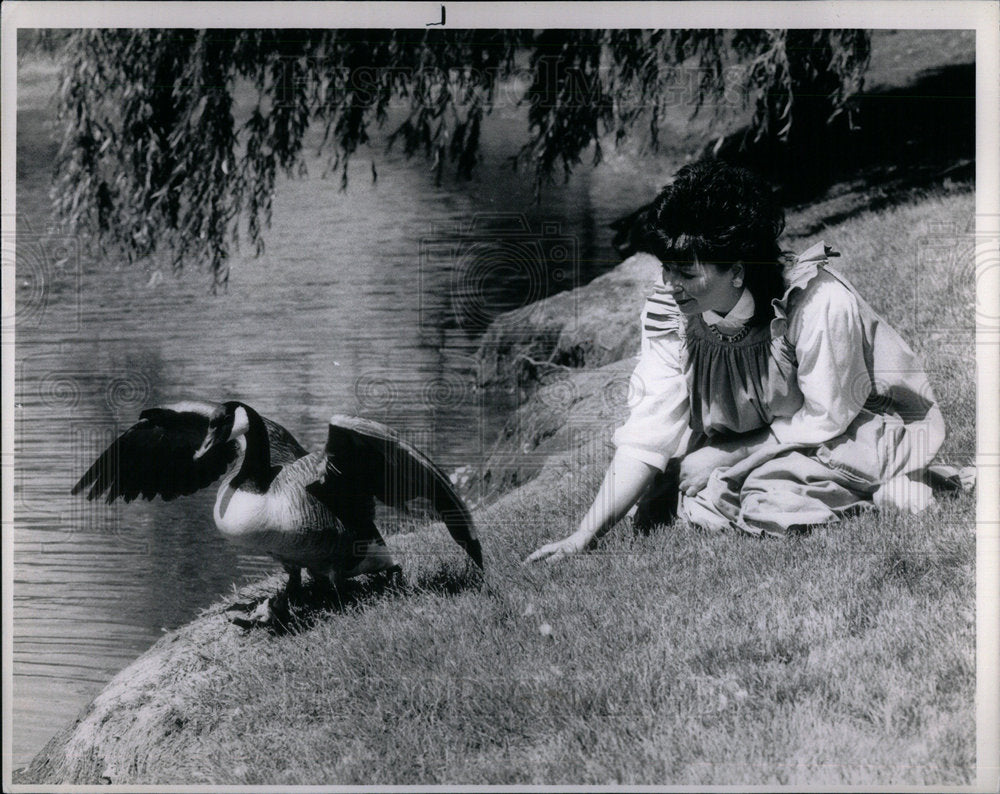 1988 Injured Goose Long Grove Pond View - Historic Images