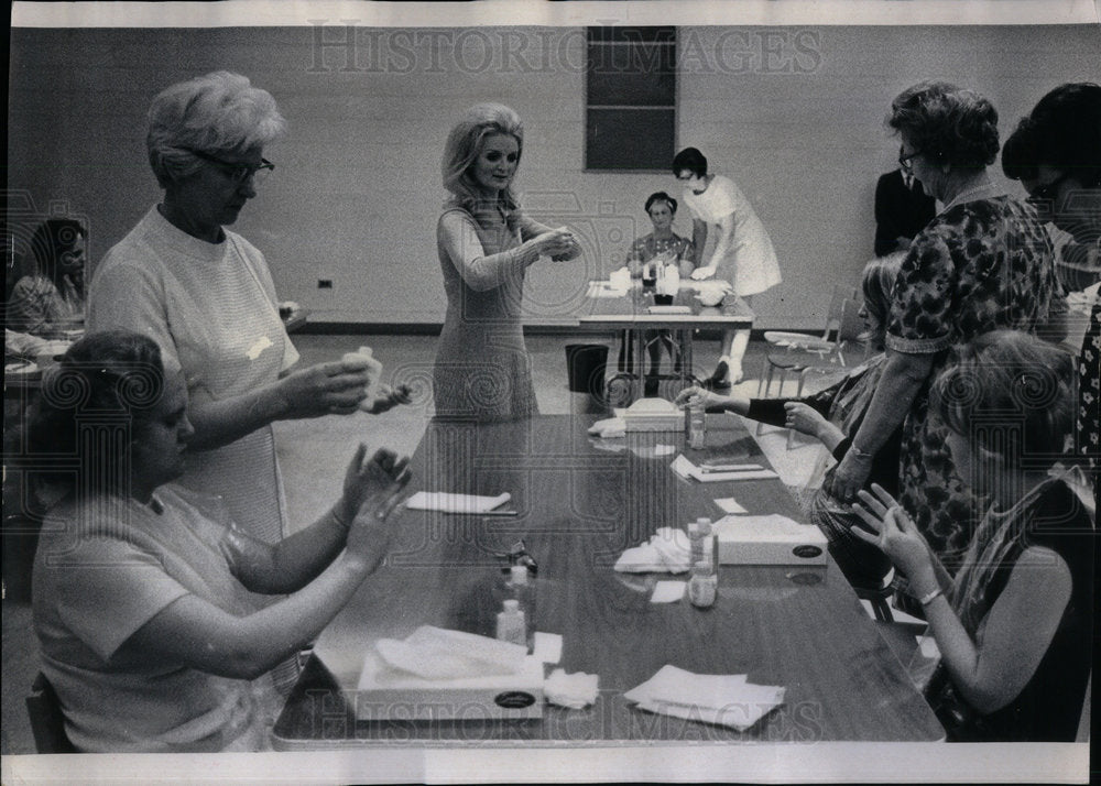 1970 Teaching Blind To Apply Makeup - Historic Images