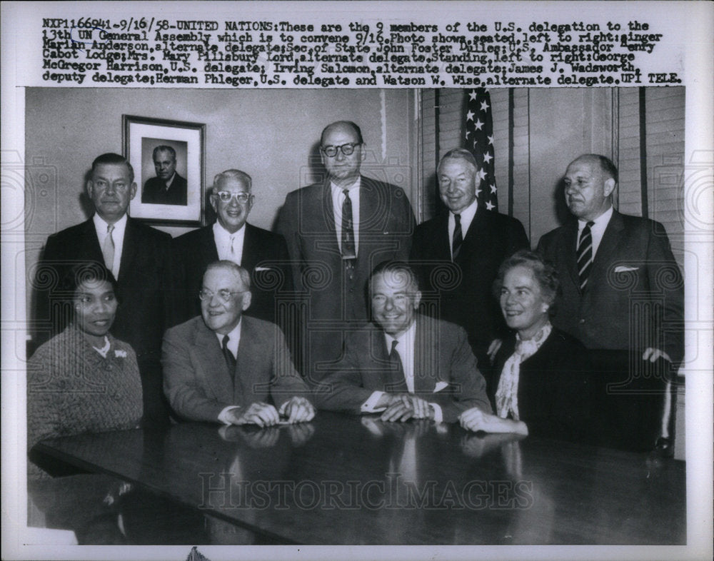 1958 U N General Assembly U S. Delegation-Historic Images