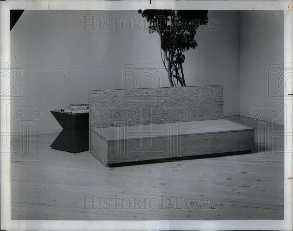 1977 Completed back and seat of banquette - Historic Images