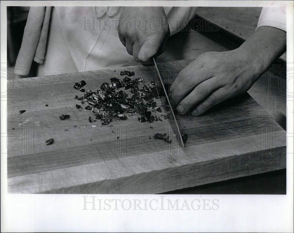 1993 Chef Breaks Nougat with Knife - Historic Images