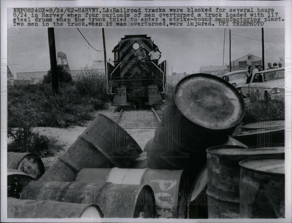 1962 Railroad Tracks Steel Drums - Historic Images