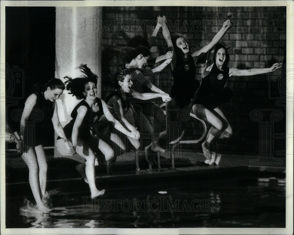 1982 Graduating Nurses Celebrate With Swim - Historic Images