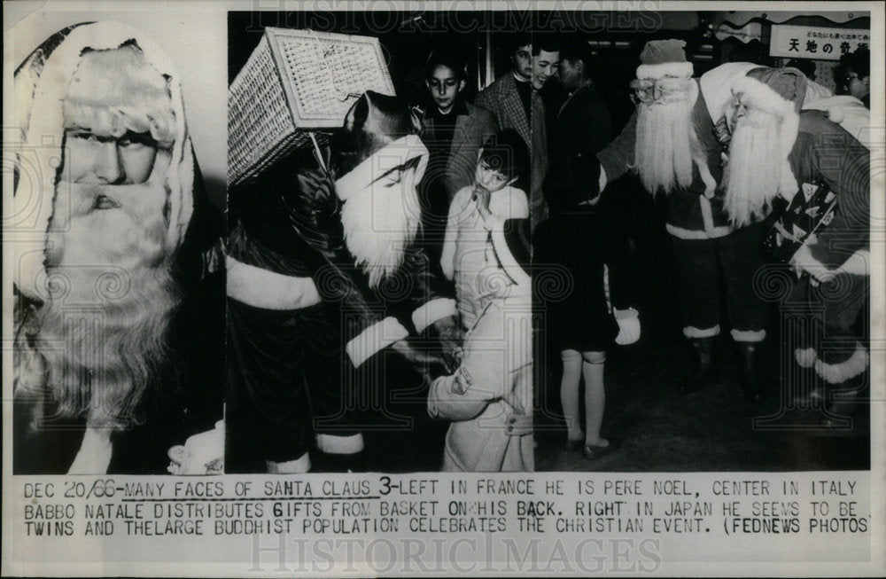 1966 Many Faces Santa Claus France Noel - Historic Images