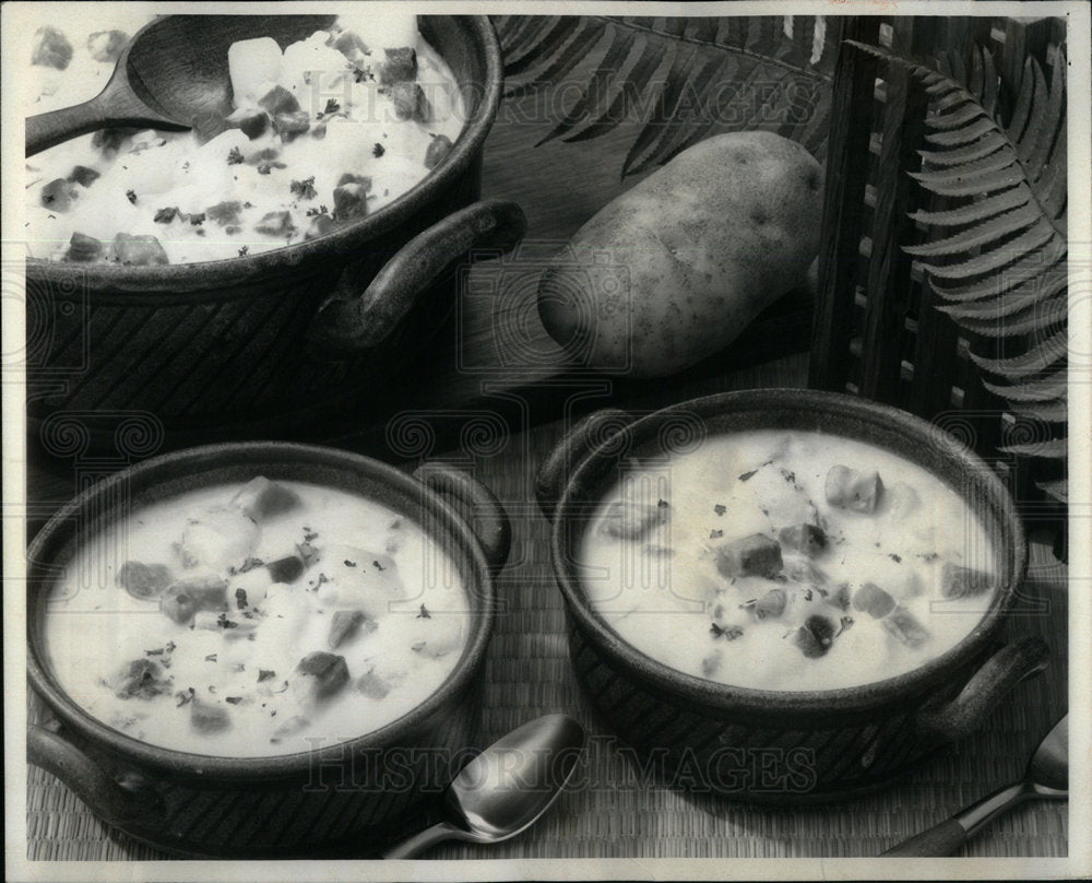 1972 Steaming Bowls of Ham and Potato - Historic Images