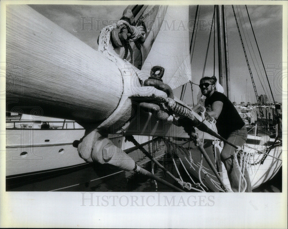 1988 Don Taylor Charlotte Ann sailboat rig - Historic Images