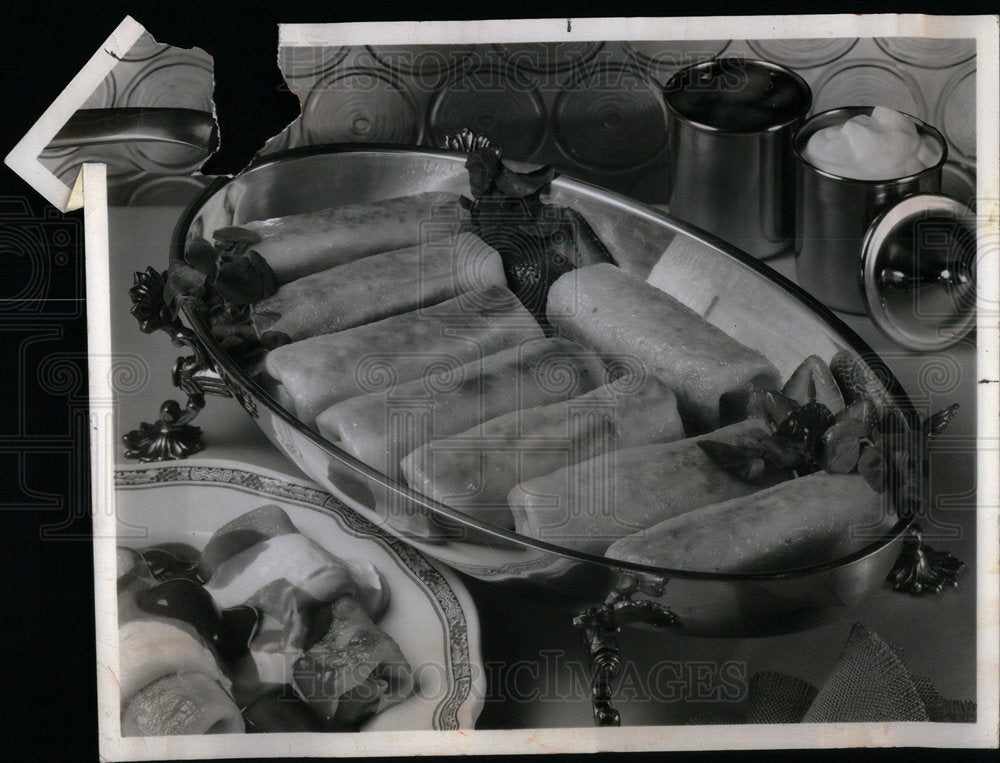 1968 Blintzes with a salmon cheese filling - Historic Images