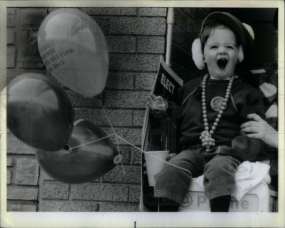 1986 Excited Kid Watching Irish Parade - Historic Images