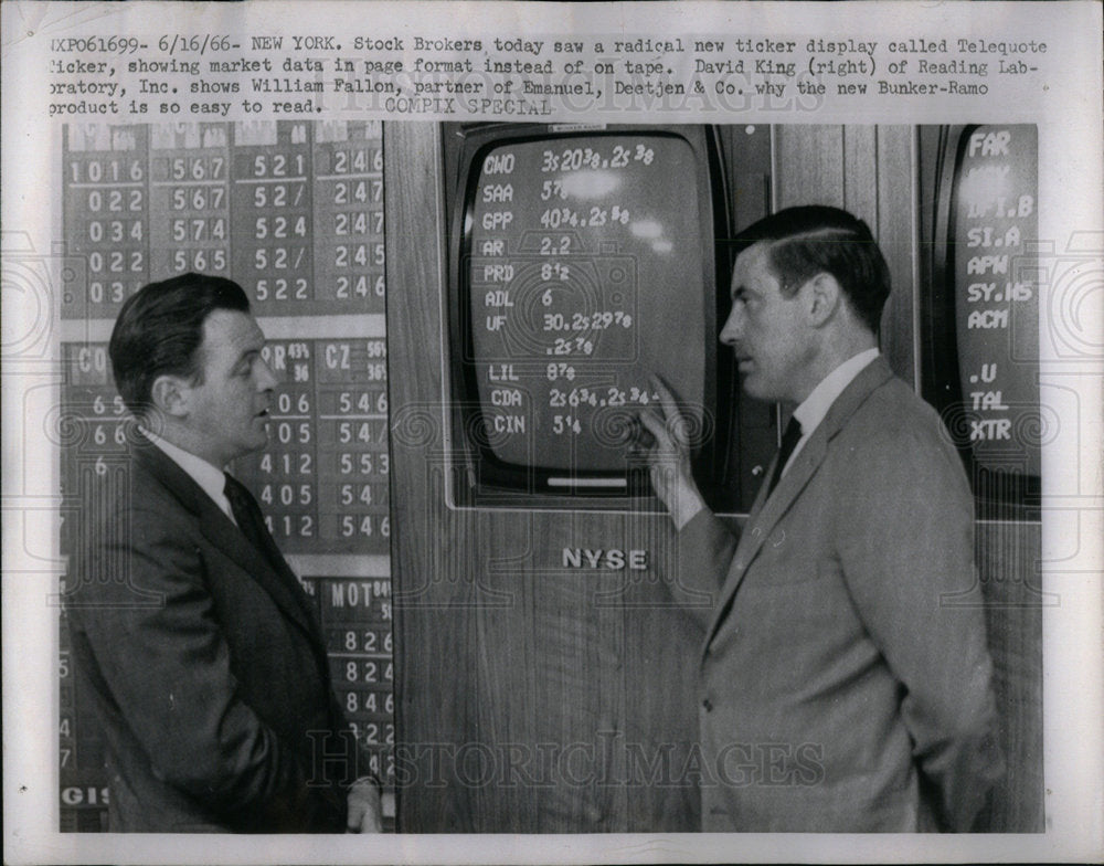 1966 David King Displays Telequote Ticker - Historic Images