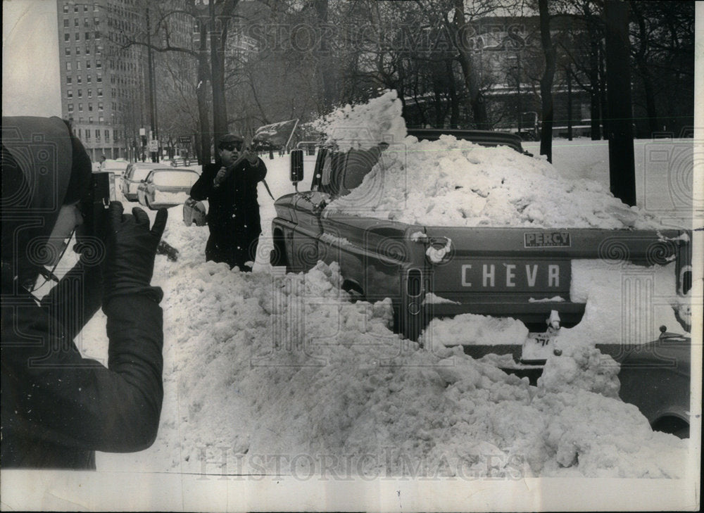 1977 A truck struck with heavy snow on it. - Historic Images