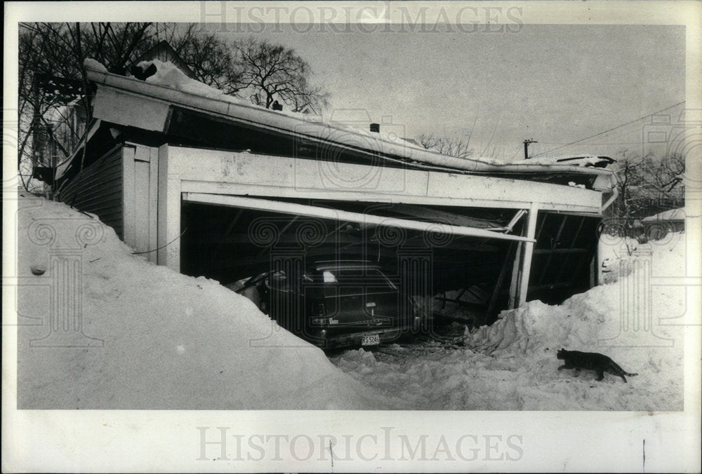 1979 Oak Park Garage Collapsed Roof Snow - Historic Images