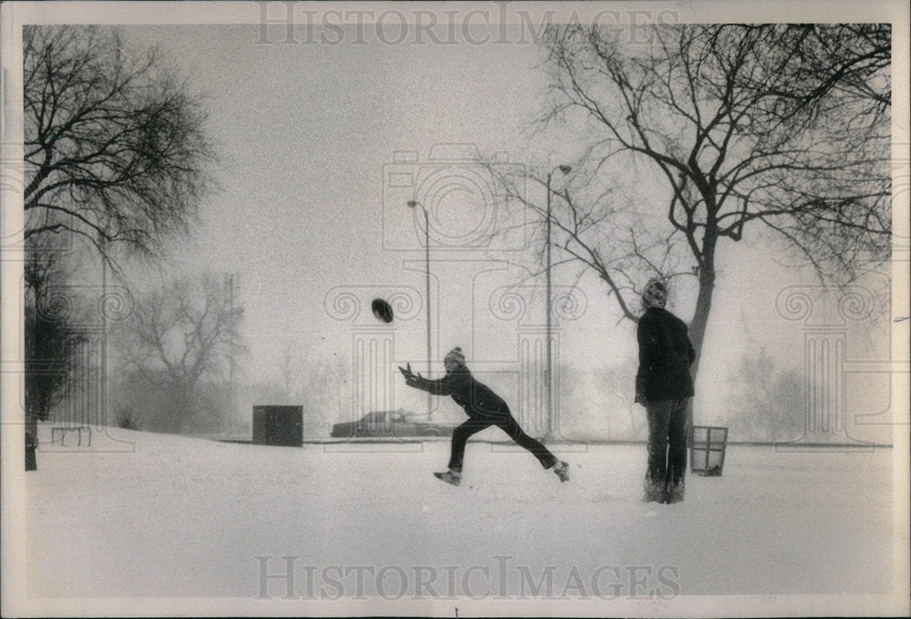 1981 High School Students Play in Snow - Historic Images