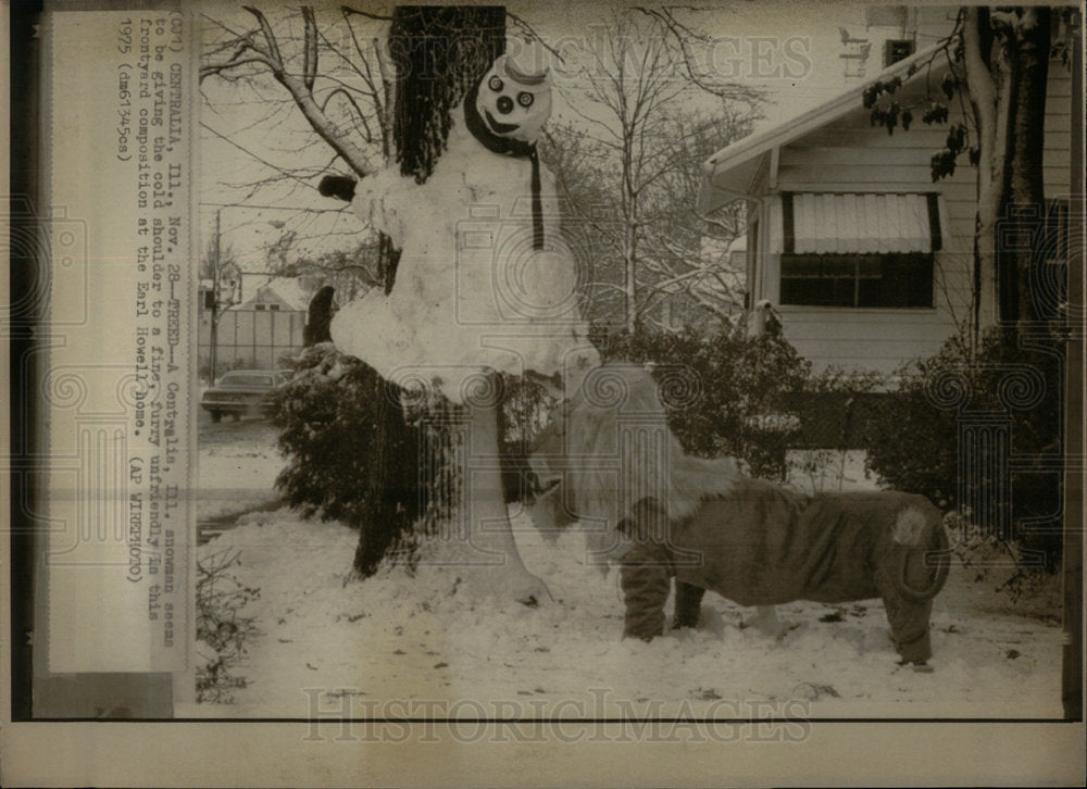 1975 A Snowman in Centralia, Illinois - Historic Images