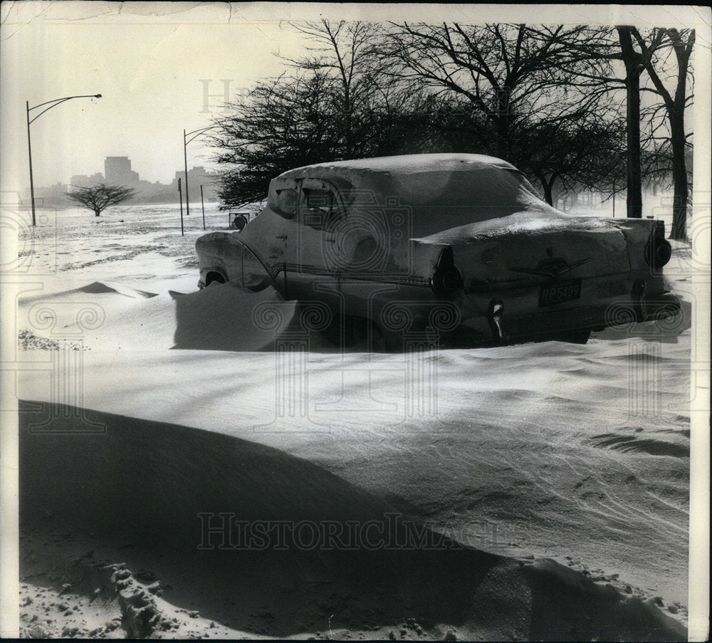 1965, Car Covered Snow Banked Drifts Weather - RRX18621 - Historic Images