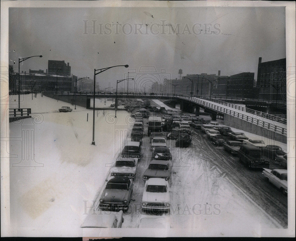 1961 Snowstorms Kennedy Expressway Chicago - Historic Images