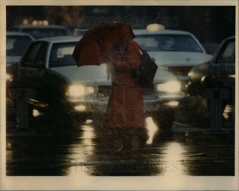 1991 Pam Toscas Chicago Snow Wind Traffic - Historic Images