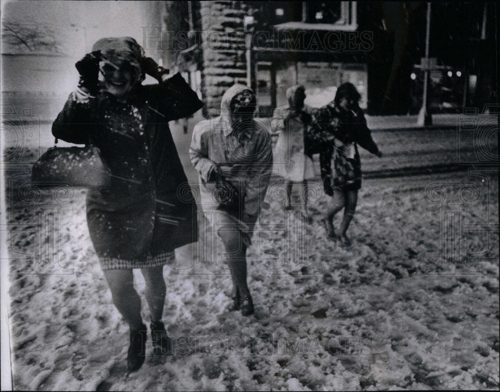 1970 Girls Boots Snow Michigan Van Buren - Historic Images