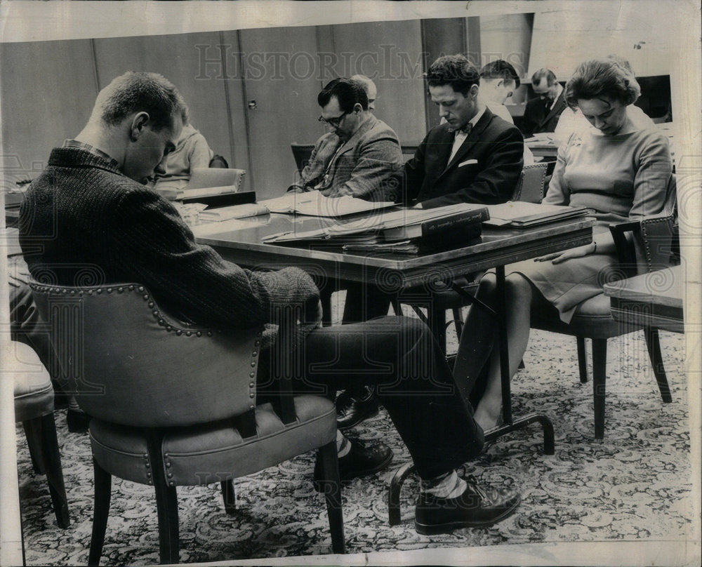 1961 YMCA leaders suffering fatigue office - Historic Images