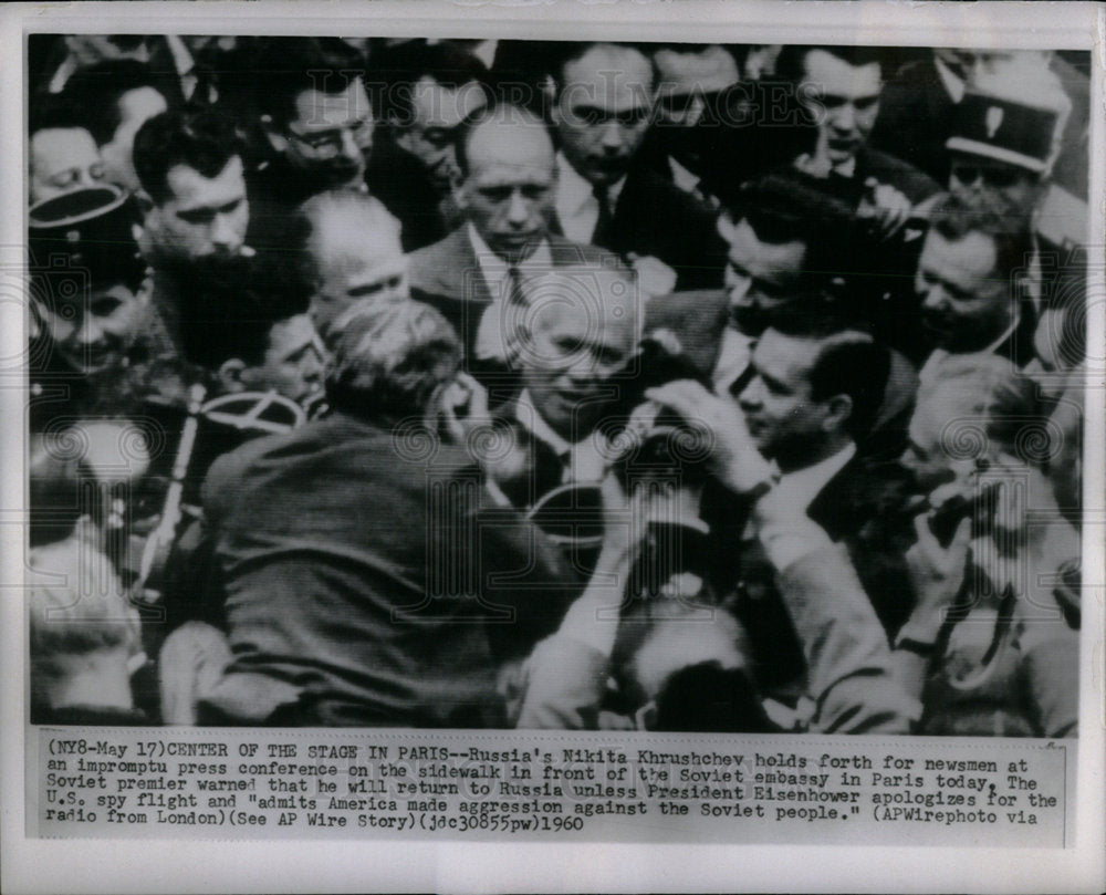 1960 Russia Nikita Khrushchev Newmen Paris - Historic Images