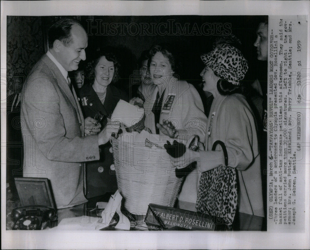 1959 Olympia Rosellini Gov Basket Tax Noon - Historic Images