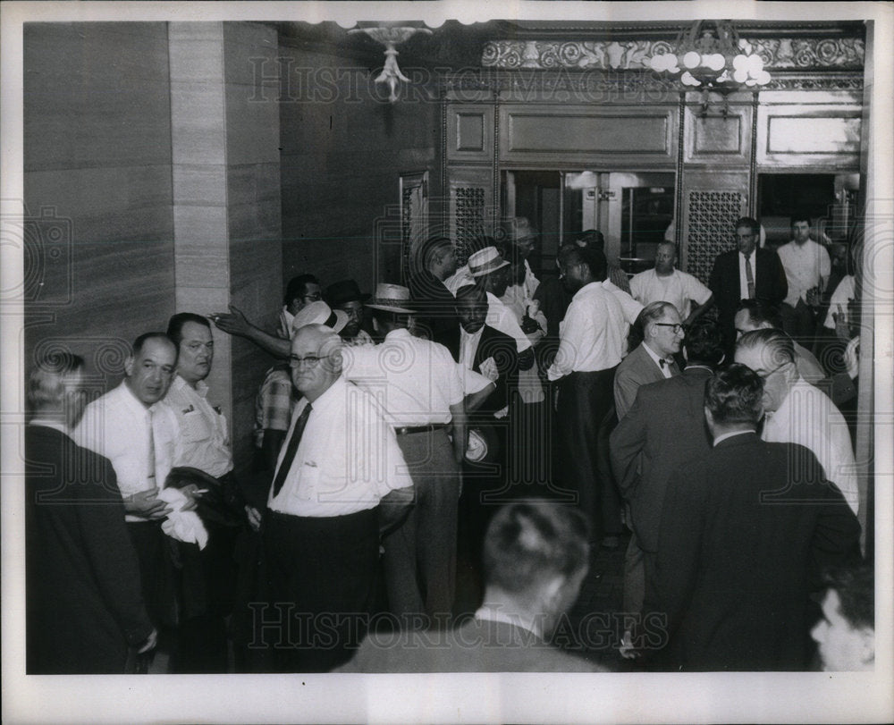 1961 Taxicab drivers union election lobby - Historic Images