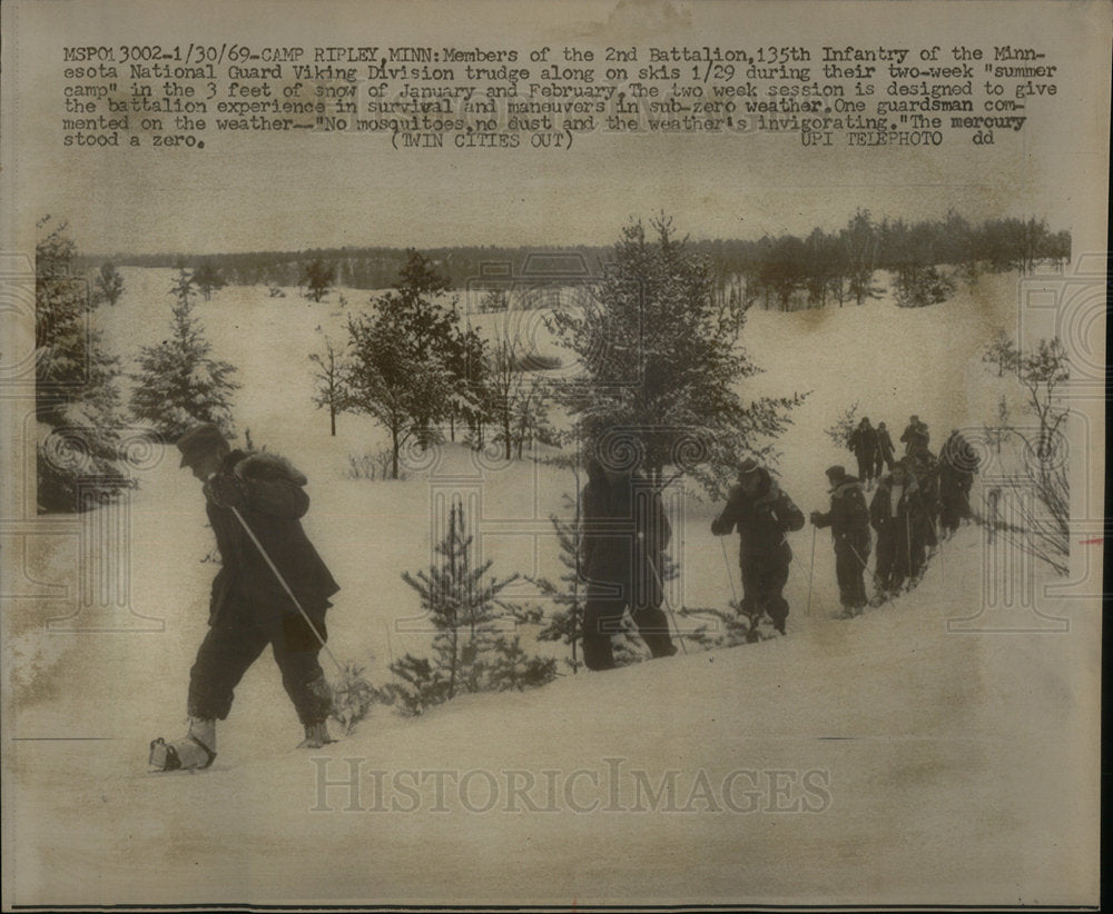 1969 Member of 2nd Battalion Skis in snow. - Historic Images