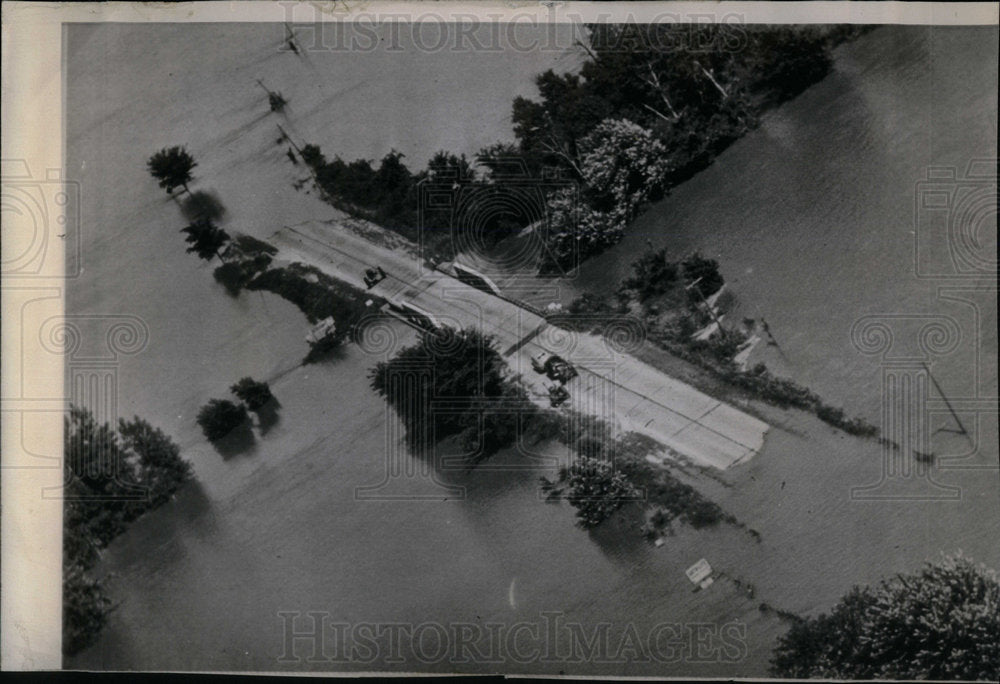 1947 Valley Auto Tractor Small Bridge Flood - Historic Images