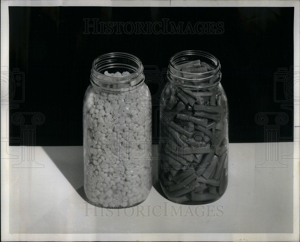 1980 Jar Inch Top Meat Bean Corn Peas - Historic Images