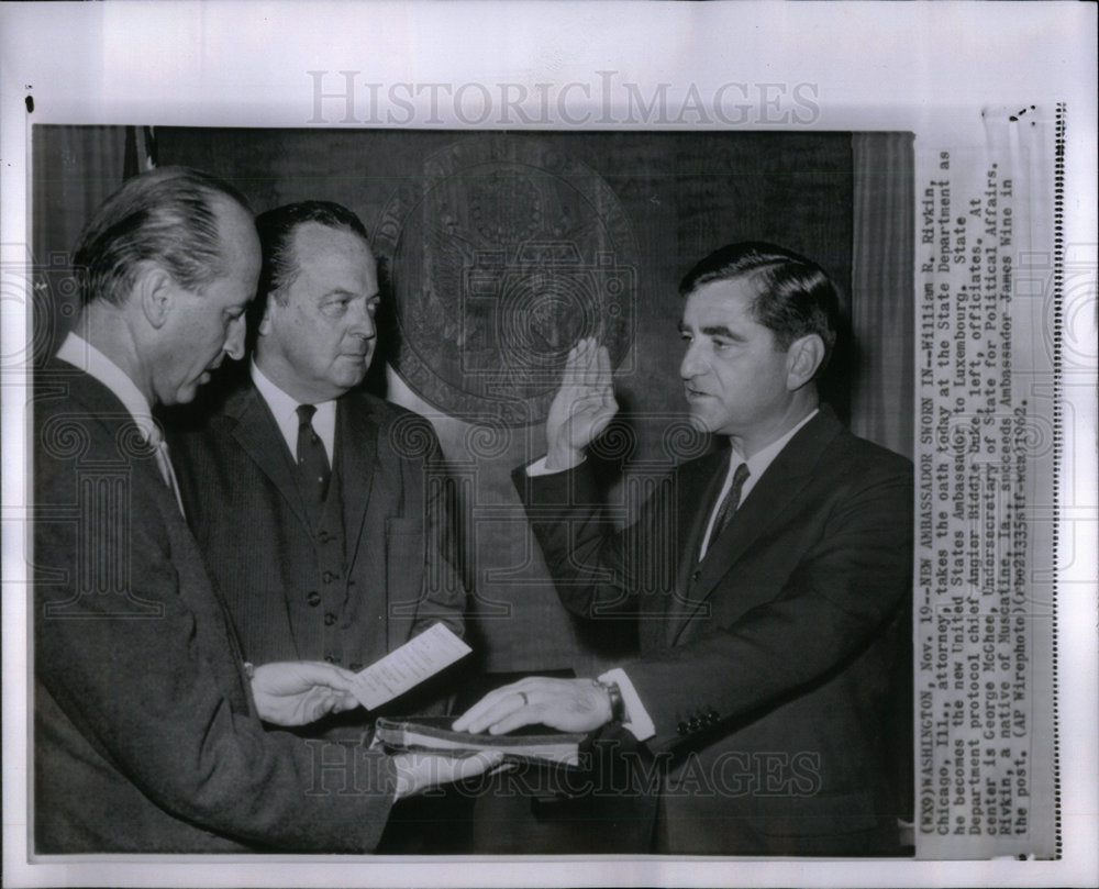 1962 US Ambassador Sworn In Luxembourg - Historic Images