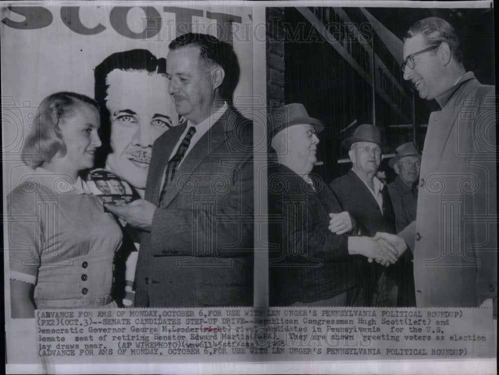 1958 Hugh Scott &amp; George Leader Senate Noms - Historic Images