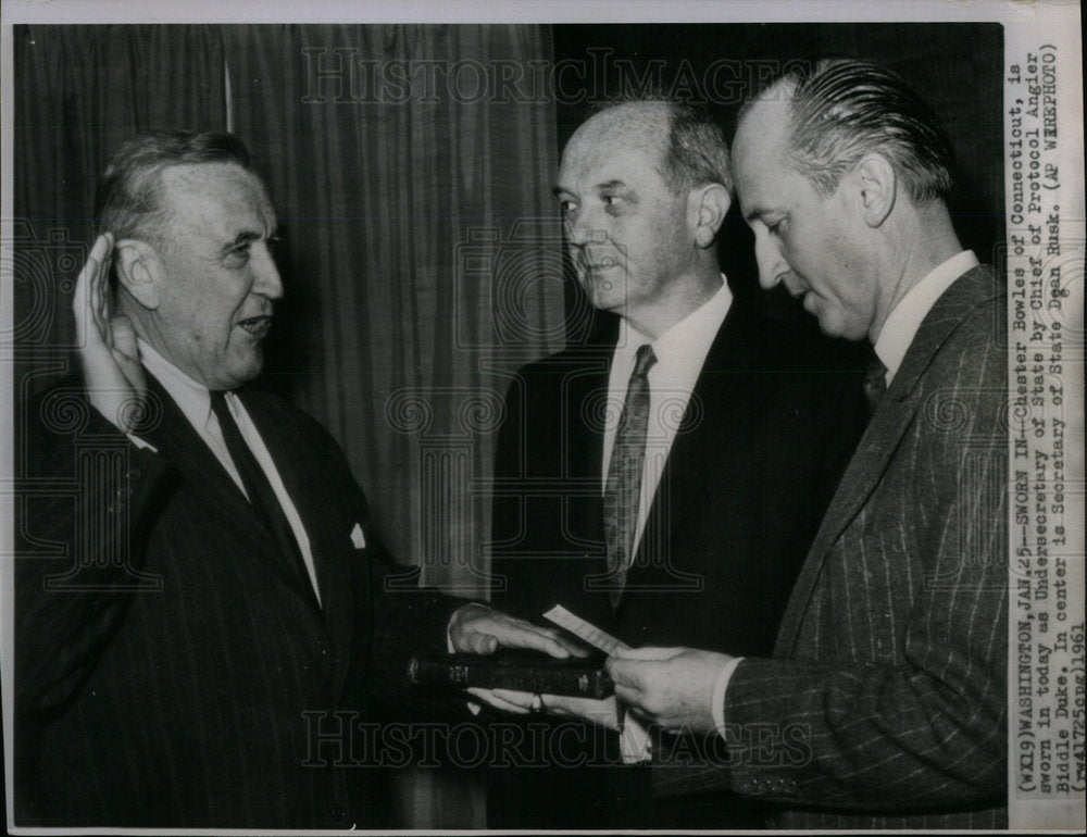 1961 Chester Bowles sworn in as Under Secre - Historic Images