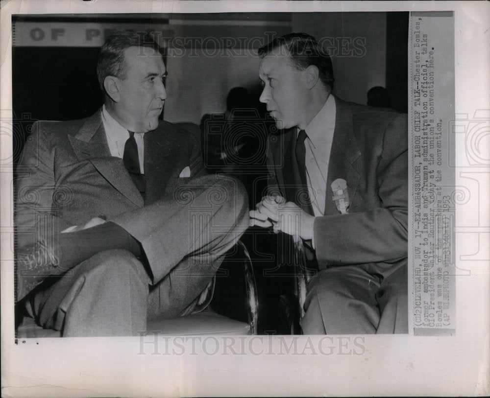 1953 C Bowles W Reuther CIO Convention OH - Historic Images