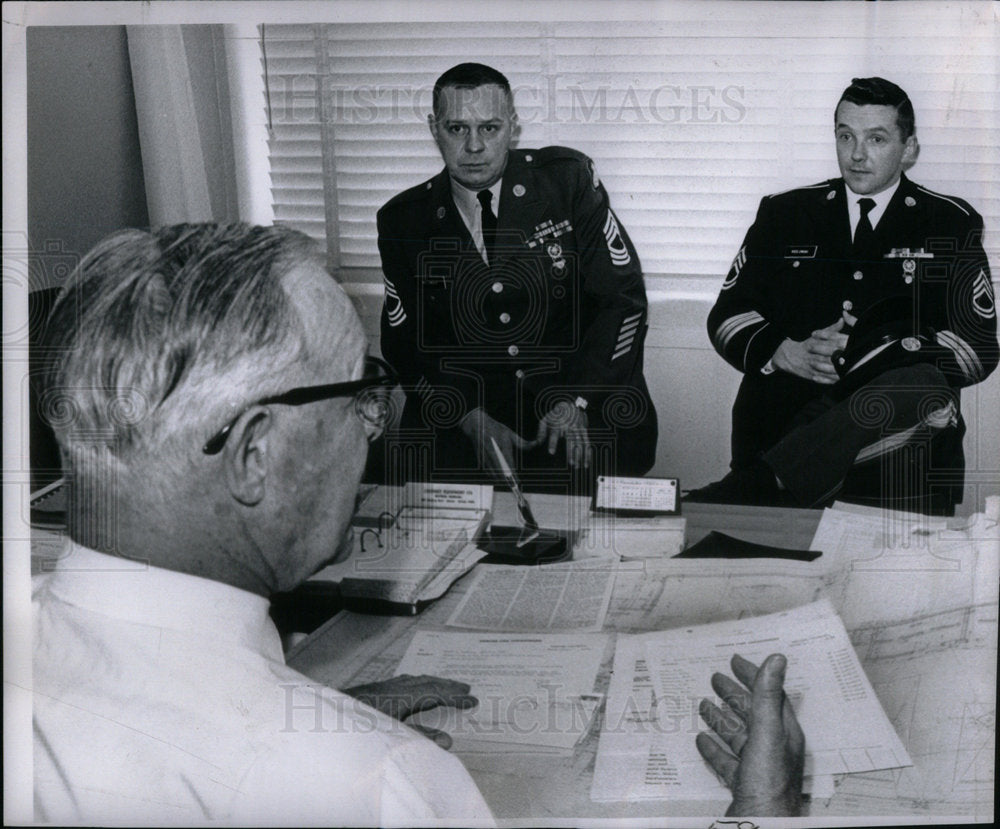 1961 firehouse office army recruiter Sgts. - Historic Images