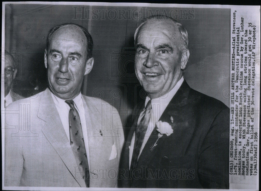 1960 Gov. Hodges Stevenson North Carolina - Historic Images